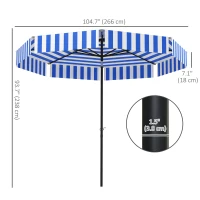 Outsunny 8.7FT Tilting Patio Umbrella with 8 Ribs, Crank Handle, Air Vent for Outdoor, Garden and Pool, Navy Blue(m-3)
