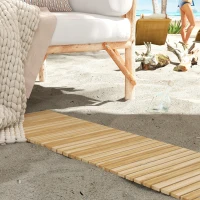 Outsunny 47" Wooden Garden Pathway, Outdoor Roll Out Straight Walkway, Garden Boardwalk for Wedding, Party, Natural Wood Finish(m-1)