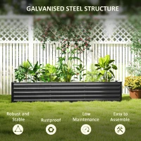 Outsunny 8 x 1.3 x 1.5ft Galvanized Raised Garden Bed, Reinforced Outdoor Planter Box with Open Bottom, Dark Grey(m-5)