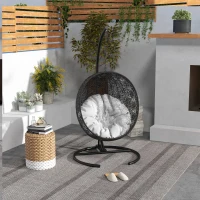 Outsunny Hanging Hammock Chair Stand with Round Base, Heavy Duty Hammock Stand Only with 330 lbs. Capacity, Black(m-10)