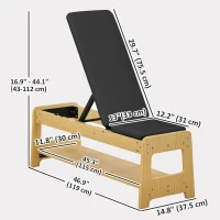 Soozier Wooden Adjustable Weight Bench with Dumbbell Storage Rack, Flat or Incline Workout Bench for Weight Lifting, Black(m-3)