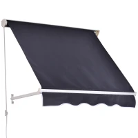 Outsunny 4' x 2.3' Retractable Window Door Awning Patio Canopy Outdoor Sun Shade Shelter Dark Grey(m-11)