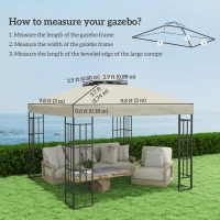 Outsunny 10' x 10' Gazebo Canopy Replacement Cover, 2-Tier Garden Gazebo Roof Replacement, UPF30+, TOP COVER ONLY, Cream White(m-3)