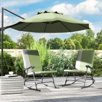 Outsunny Folding Rocking Chair Set, Oversized Outdoor Rocking Chair with 400 lbs Capacity, Wide Seat, Padded High Back, Green(m-8)