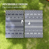 Outsunny Reversible Outdoor Rug, Waterproof Plastic Straw with Carry Bag, 6' x 9', Blue & White Geometric(m-7)