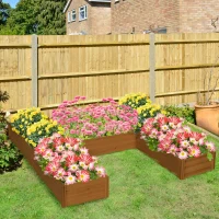 Outsunny DIY 5-box Garden Planter with Open Bottom for Outdoor Plants, Vegetables, Flowers, Herbs, Brown(m-8)