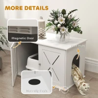 PawHut Hidden Cat Litter Box Enclosure with Double Doors, Hole, Pet House Side End Table, 31.5" x 19" x 20", White(m-6)
