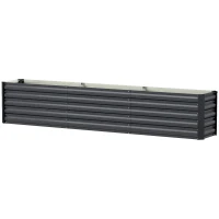 Outsunny 8 x 1.3 x 1.5ft Galvanized Raised Garden Bed, Reinforced Outdoor Planter Box with Open Bottom, Dark Grey(m-2)