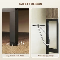 HOMCOM Baker's Rack with Power Outlet and Storage Shelves, Microwave Stand with Louvred Door Cabinets, Gray Wood Grain(m-6)