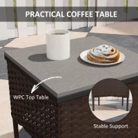 Outsunny 3 Piece Wicker Patio Furniture Set, Outdoor PE Rattan Rocking Chairs with Coffee Table, Cushions for Porch, Brown(m-7)