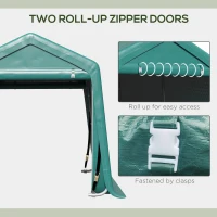 Outsunny 7.9' x 6.6' Garden Storage Tent, Patio Storage Shelter w/ Metal Frame and Double Zipper Doors, Green(m-5)