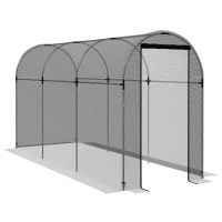 Outsunny Galvanized Steel Crop Cage, Plant Protection Tent with Zippered Door, 4' x 12', Black(m-11)