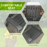 Outsunny Garden Bench for 2 Persons with Middle Table and Umbrella Hole, 2-Seater Outdoor Wooden Bench with Slat Design, Grey(m-7)