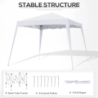 Outsunny 8' x 8' Pop Up Canopy, Outdoor Foldable Tent, Portable Canopy Tent with Carrying Bag for Camping, Party, Picnic, White(m-7)