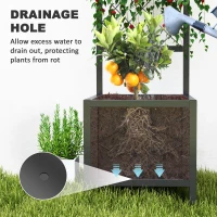 Outsunny Galvanized Raised Garden Bed with Trellis, Metal Planter Box with Drainage Holes for Climbing Plants, Vegetable, Vines(m-6)