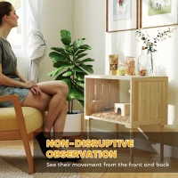 PawHut Wooden Hamster Cage with Legs, Gerbil Cage for Syrian, Dwarf, Mouse, 28" x 16" x 29.5", Nature Wood(m-6)