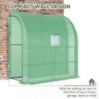 Outsunny 7' x 3' x 7' Lean to Greenhouse, Walk-In Green House, Plant Nursery with 2 Roll-up Doors and Windows, PE Cover and 3 Wire Shelves, Green(m-6)