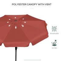 Outsunny 8.5 ft Outdoor Market Table Umbrella, Round Patio Umbrella with Tilt and Crank for Garden, Backyard, Deck, Wine Red(m-6)