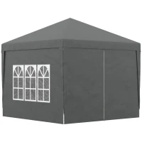 Outsunny 10'x10' Outdoor Pop Up Party Tent Wedding Gazebo Canopy with Carrying Bag (Dark Grey)(m-2)