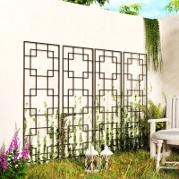 Outsunny 4 Pack Garden Trellis for Climbing Plants, Outdoor Metal Grid Panels for Roses, Vine Flower, Cucumber, Clematis, 72" Tall