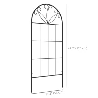 Outsunny Metal Garden Trellis Pack of 2 for Climbing Plants, Arched Grid Trellis Panels, 20" x 47", Black(m-3)