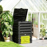 Outsunny Compost Bin, Garden Composter with 80 Vents and 2 Sliding Doors, 120 Gallon (450L), Yellow(m-1)