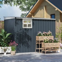 Outsunny 4' x 8' Outdoor Storage Shed, Metal Garden Shed with Window, 2 Vents and Lockable Door for Backyard, Garden, Patio(m-10)