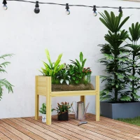 Outsunny Wooden Raised Garden Bed with Acrylic Panels, Raised Planter Box with Drainage Holes, 29.5" x 18.1" x 23.8"(m-8)