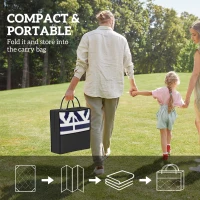 Outsunny Reversible Outdoor Rug, Waterproof Plastic Straw with Carry Bag, 6' x 9', Blue & White Geometric(m-4)