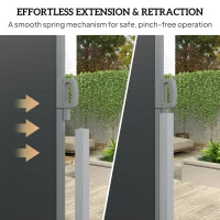 Outsunny Retractable Double Side Awning, 79"x236" Patio Privacy Screen, UV Resistant, Waterproof Wind Screen, Charcoal Grey(m-6)