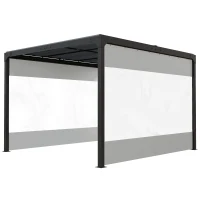 Outsunny Pergola Gazebo Curtains for 10' x 10' Pergola, 2 Pack Side Panels Replacement with Large Windows and Doors(m-2)