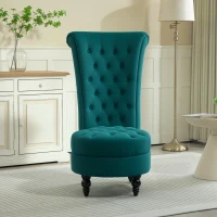 HOMCOM Retro High Back Armless Accent Chair, Fabric Upholstered Tufted Chair for Living Room, Dining Room and Bedroom, Green(m-8)