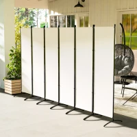 Outsunny 6 Panel Folding Room Divider, UV30+ Privacy Screen, Indoor Outdoor Privacy Panel with Stable Base, Beige(m-8)