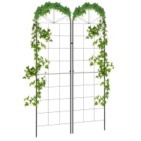 Outsunny 2 Pcs Garden Trellis for Climbing Plants, Outdoor Metal Trellis Plant Support Trellises for Patio, Lawn, Backyard