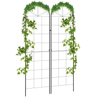 Outsunny 2 Pcs Garden Trellis for Climbing Plants, Outdoor Metal Trellis Plant Support Trellises for Patio, Lawn, Backyard(m-1)