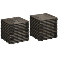 Outsunny 27 Pcs Wooden Interlocking Deck Tiles, 12" x 12" Non-slip Flooring Tiles for Indoor Outdoor Patio Balcony, Grey(m-2)