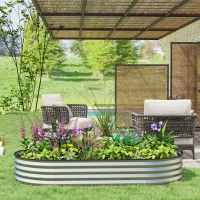 Outsunny 6' x 3' x 1' Large Outdoor Planter Box, Galvanized Raised Garden Bed with Metal Plant Stake, Silver(m-9)