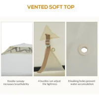 Outsunny 9.6' x 9.6' Patio Gazebo, Outdoor Canopy Shelter with 2-Tier Roof and Netting, Steel Frame for Garden, Lawn, Backyard, and Deck, Cream White(m-5)