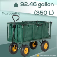 Outsunny 342L Utility Wagon Cart with Removable Mesh Sides to Convert into Flatbed for Beach Lawn Yard(m-4)