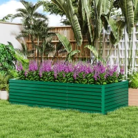 Outsunny 8' x 4' x 2' Raised Garden Bed, Galvanized Planter Box for Growing Flowers, Herbs and Vegetables, Green(m-8)