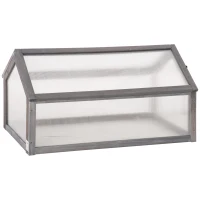 Outsunny Wooden Cold Frame Greenhouse Garden Portable Raised Planter with Openable Top for Indoor, Outdoor, Flowers, Vegetables, Plants, 35.5" x 20.5" x 19.5", Grey(m-2)
