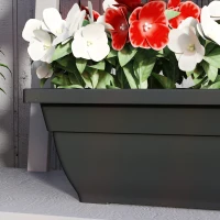 Outsunny Long Rectangular Flower Plant Pots, 7 Pack 23 Inches Window Boxes Planters for Windowsill, Garden, Black(m-9)