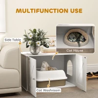 PawHut Hidden Cat Litter Box Enclosure with Double Doors, Hole, Pet House Side End Table, 31.5" x 19" x 20", White(m-4)