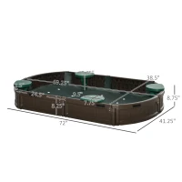 Outsunny Kids Outdoor Sandbox with Cover Garden Bed Sand Pit, Easy Assembly Children's Oval Sandbox for Backyard, Brown, 72" x 41.25" x 8.75"(m-3)