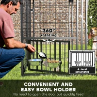 PawHut Welded Wire Outdoor Dog Kennel with 360° Rotating & 4 Levels Adjustable Bowls, Waterproof Cover, 4.6' x 4.6' x 5'(m-6)