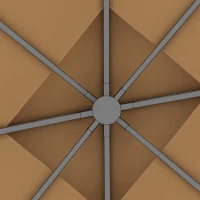 Outsunny 10' x 12' Patio Gazebo with Corner Frame Shelves, Double Roof Outdoor Gazebo Canopy Shelter with Netting, Brown(m-8)