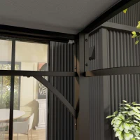 Outsunny 7' x 5' Garden Grill Canopy, BBQ Grill Gazebo Tent with Steel Frame and Hooks, Outdoor Sun Shade, Grey(m-9)