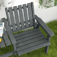 Outsunny Garden Bench for 2 Persons with Middle Table and Umbrella Hole, 2-Seater Outdoor Wooden Bench with Slat Design, Grey(m-9)