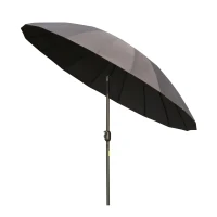 Outsunny 8ft Shanghai Garden Parasol Umbrella with Crank & Tilt, Adjustable Outdoor Sun Shade, Dark Grey(m-2)