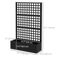 Outsunny Galvanized Raised Garden Bed Planter Box with Trellis for Climbing Plants, Vegetable, Vines, 43" x 16" x 70"(m-3)